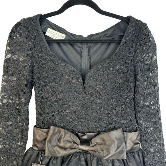 Jessica McGlintock Gunne Sax 6 Vintage Mini Dress Tulle Lace Bow Whimsical Goth - Picture 1 of 10